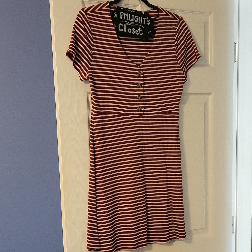 Pink Rose Vintage Junior XL Mini Dress Red White Stripe